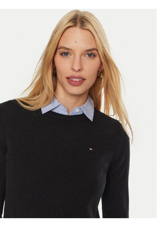 TOMMY HILFIGER - Tommy Hilfiger Sweter WW0WW44161 Czarny Regular Fit. Kolor: czarny. Materiał: wełna