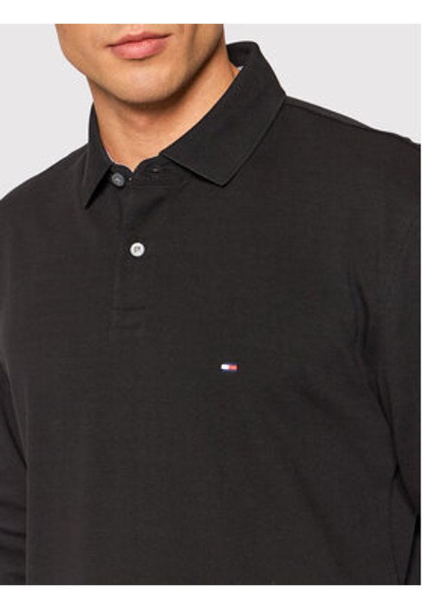 TOMMY HILFIGER - Tommy Hilfiger Polo 1985 MW0MW20183 Czarny Regular Fit. Typ kołnierza: polo. Kolor: czarny. Materiał: bawełna