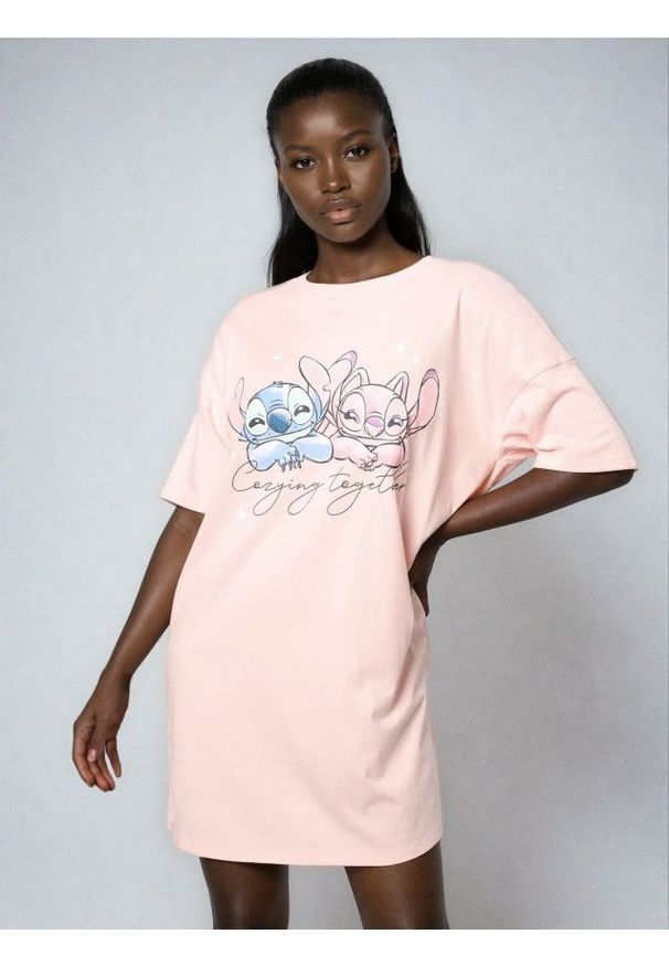 Sinsay - Bawełniana piżama dwuczęściowa Stitch - różowy. Kolor: różowy. Materiał: bawełna