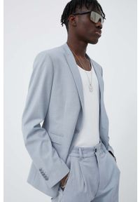 Drykorn marynarka z domieszką wełny Irving_Sk kolor niebieski. Kolor: niebieski. Materiał: wełna. Styl: klasyczny #1