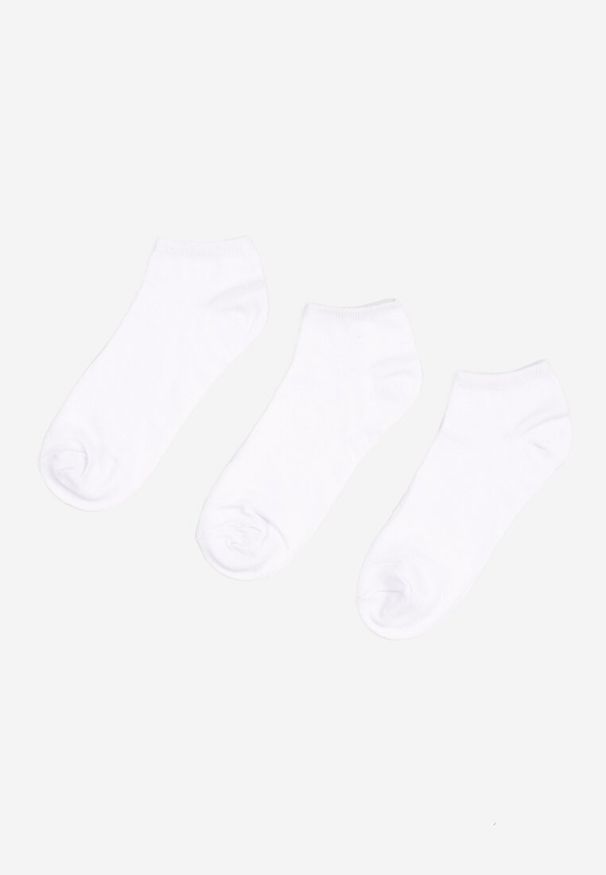 Born2be - 3-Pack Białych Skarpet Caera. Kolor: biały. Materiał: bawełna, elastan. Wzór: jednolity