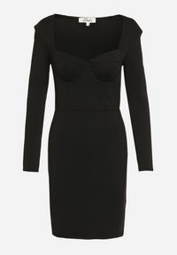 Born2be - Czarna Dopasowana Sukienka Mini z Kwadratowym Dekoltem Iceria. Typ kołnierza: dekolt kwadratowy. Kolor: czarny. Długość: mini #6