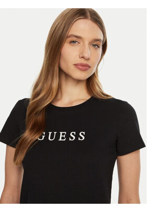 Guess T-Shirt O5RI01 KBBU1 Czarny Slim Fit. Kolor: czarny. Materiał: syntetyk