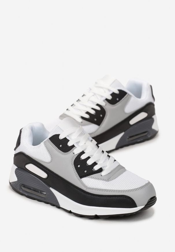 Born2be - Czarno-Szare Sneakersy na Grubej Podeszwie z Wstawką Denni. Wysokość cholewki: przed kostkę. Kolor: czarny. Materiał: materiał. Szerokość cholewki: normalna. Wzór: aplikacja
