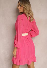 Renee - Fuksjowa Sukienka Merrinni. Kolor: różowy. Materiał: tkanina. Wzór: haft. Styl: boho, klasyczny #3