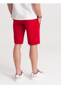 Ombre Clothing - Krótkie spodenki męskie z kieszeniami - czerwone V7 - Rozmiar: S. Kolor: czerwony. Materiał: bawełna, poliester, dzianina. Długość: krótkie #3