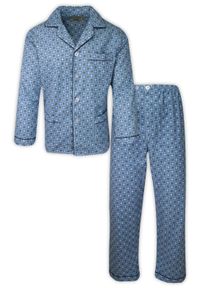 ForMax - Piżama Flanelowa, Niebieska, Koszula Długi Rękaw, Długie Spodnie Dwuczęściowa -FORMAX. Kolor: niebieski. Materiał: bawełna. Długość: długie