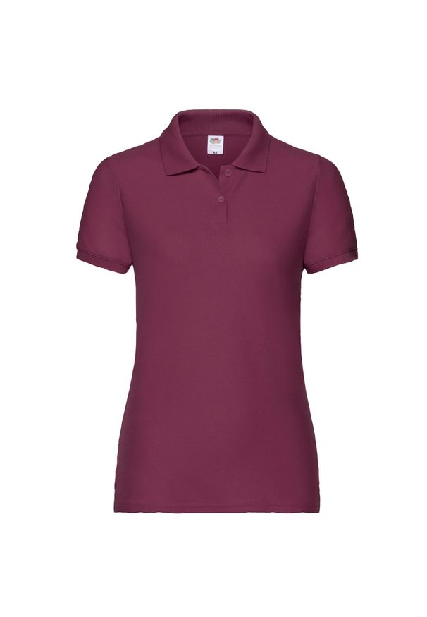 FRUIT OF THE LOOM - Koszulka Polo Damska. Typ kołnierza: polo. Kolor: czerwony, wielokolorowy, brązowy