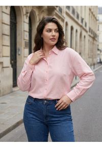 Sinsay - Koszula z domieszką lnu - różowy. Kolor: różowy. Materiał: len