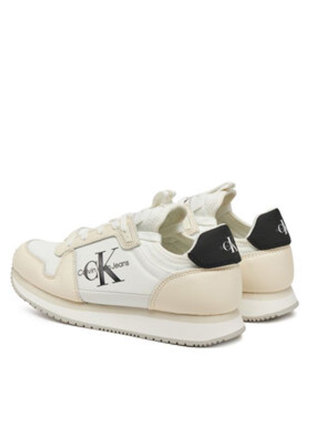 Calvin Klein Jeans Sneakersy Runner Sock Laceup Ml Lth YW0YW01616 Biały. Kolor: biały. Materiał: skóra