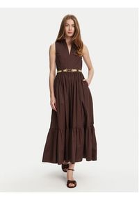 TwinSet - TWINSET Sukienka codzienna 251TT2101 Brązowy Regular Fit. Okazja: na co dzień. Kolor: brązowy. Materiał: bawełna. Typ sukienki: proste. Styl: casual #3
