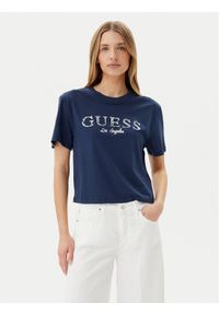 Guess T-Shirt V5GI09 K9RM1 Granatowy Regular Fit. Kolor: niebieski. Materiał: bawełna