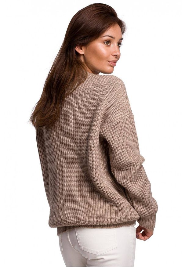 BE Knit - Sweter z grubą przędzą o łańcuszkowym splocie. Materiał: akryl, poliamid, wełna, prążkowany. Długość rękawa: długi rękaw. Długość: długie. Wzór: ze splotem. Styl: klasyczny