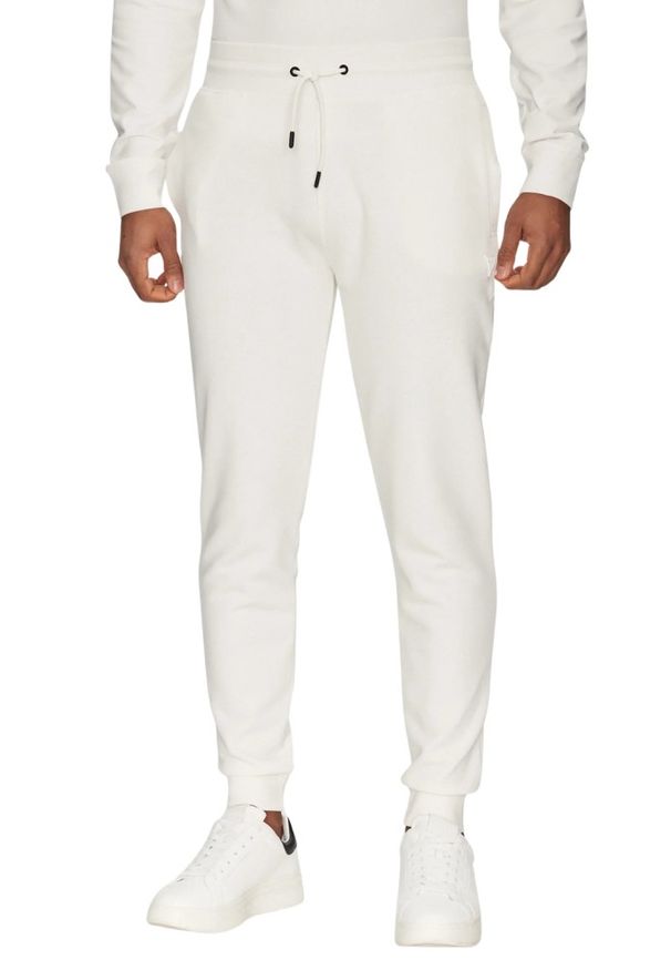 Guess - GUESS Białe spodnie męskie Aldwin, Rozmiar L. Kolor: biały. Materiał: materiał, bawełna, poliester