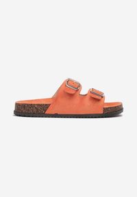 Born2be - Pomarańczowe Klapki Kleogoria. Nosek buta: okrągły. Kolor: pomarańczowy. Materiał: jeans #5
