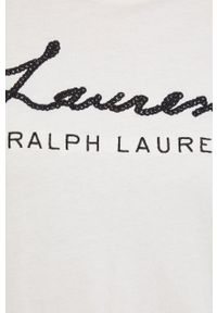 Lauren Ralph Lauren T-shirt damski kolor kremowy. Okazja: na co dzień. Kolor: beżowy. Materiał: dzianina. Wzór: aplikacja. Styl: casual #4