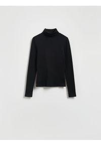 Reserved - Bawełniany golf - czarny. Typ kołnierza: golf. Kolor: czarny. Materiał: bawełna