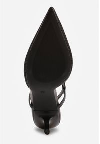 Renee - Czarne Ażurowe Sandały na Szpilce Typu Slingback Pavidia. Zapięcie: sprzączka. Kolor: czarny. Materiał: koronka. Wzór: ażurowy. Obcas: na szpilce #8