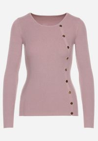 Born2be - Jasnofioletowy Sweter Ozdobiony Metalowymi Napami Corettina. Okazja: na co dzień. Kolor: fioletowy. Materiał: jeans. Wzór: aplikacja. Styl: wizytowy, casual #7