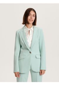 Reserved - Jednorzędowa marynarka - jasnozielony. Kolor: zielony. Materiał: wiskoza, tkanina. Wzór: gładki #1