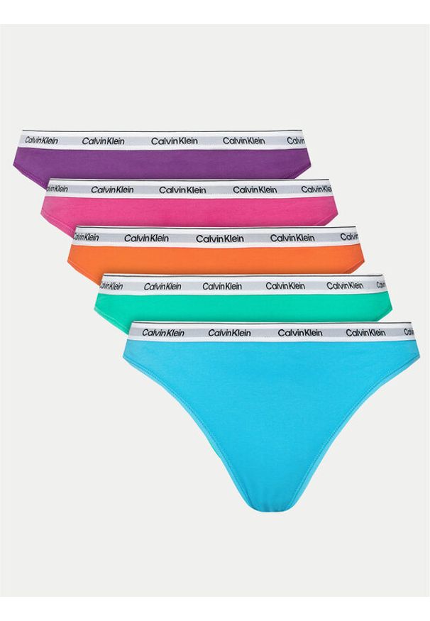 Calvin Klein Underwear Komplet 5 par stringów 000QD5221E Kolorowy. Materiał: bawełna. Wzór: kolorowy