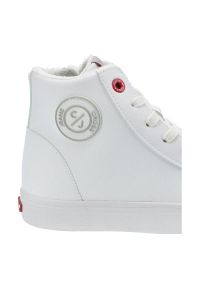 Białe Sneakersy Damskie Cross Jeans Modne Obuwie. Okazja: na co dzień. Wysokość cholewki: przed kolano. Zapięcie: sznurówki. Kolor: biały. Materiał: guma, materiał. Szerokość cholewki: normalna. Wzór: gładki #3