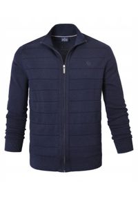 Rozpinany Sweter Męski (Kardigan) - Pako Jeans - Granatowy. Kolor: niebieski. Materiał: bawełna