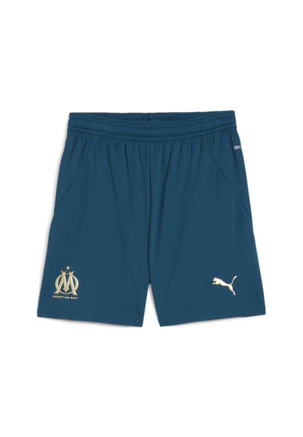Puma - Spodenki meczowe dla dzieci OM 2024/25. Kolor: niebieski. Styl: młodzieżowy