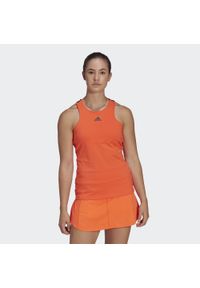 Adidas - Tennis Y-Tank Top. Kolor: pomarańczowy, czarny, wielokolorowy. Materiał: materiał. Długość rękawa: na ramiączkach. Sport: tenis