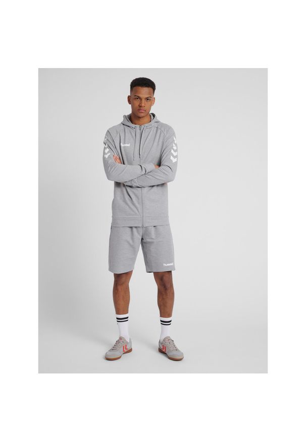 Bluza z kapturem sportowa męska Hummel Go Cotton Zip Hoodie. Typ kołnierza: kaptur. Kolor: szary. Sport: taniec, joga i pilates