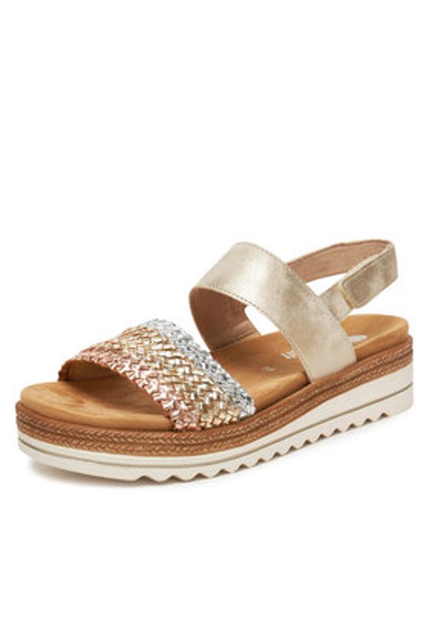 Remonte Sandały D0Q56-90 Złoty. Kolor: złoty. Materiał: skóra