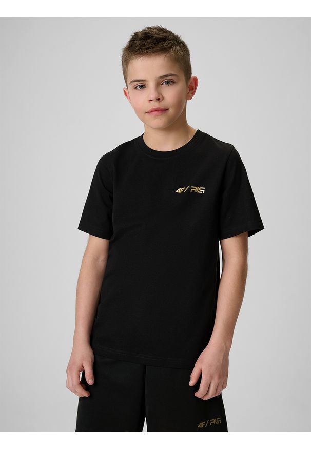 4f - 4F T-shirt regular z nadrukiem dziecięcy 4F JUNIOR x Robert Lewandowski - czarny 152 (11-12 lat). Okazja: na co dzień. Kolor: czarny. Materiał: bawełna, dzianina. Wzór: nadruk. Sezon: lato. Styl: młodzieżowy, sportowy, casual