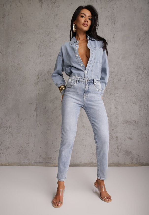 Renee - Niebieskie Casualowe Jeansy z Bawełny Menisea. Okazja: na co dzień. Kolor: niebieski. Styl: casual