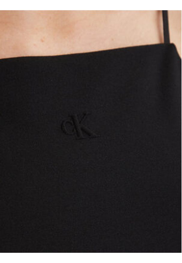 Calvin Klein Jeans Top Ponte LV044F206G Czarny Slim Fit. Kolor: czarny. Materiał: syntetyk