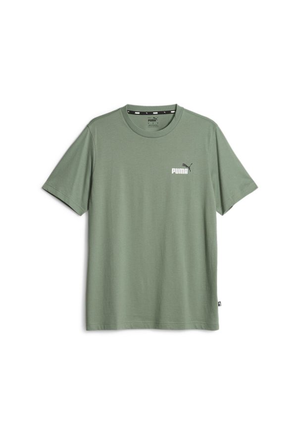 Koszulka Sportowa Męska Puma Ess+ 2 Col Small Logo. Kolor: wielokolorowy, biały, zielony. Sport: joga i pilates
