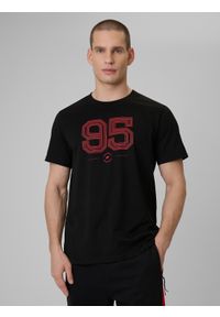 4f - 4F T-shirt regular z nadrukiem męski - czarny L. Okazja: na co dzień. Kolor: czarny. Materiał: dzianina, bawełna, materiał. Wzór: nadruk. Styl: casual, klasyczny #1