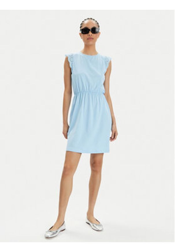 Vero Moda Sukienka letnia Emily 10305216 Błękitny Regular Fit. Kolor: niebieski. Materiał: bawełna. Sezon: lato
