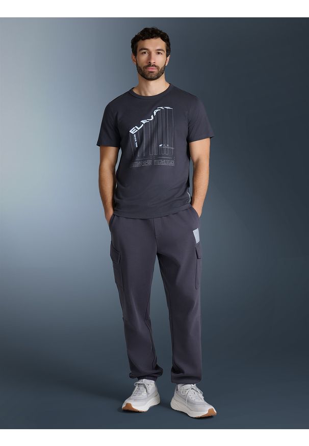 4f - 4F T-shirt regular z nadrukiem męski - szary XXL. Okazja: na spacer, do pracy, na co dzień. Kolor: szary. Materiał: materiał, dzianina, bawełna. Wzór: nadruk. Styl: casual, klasyczny