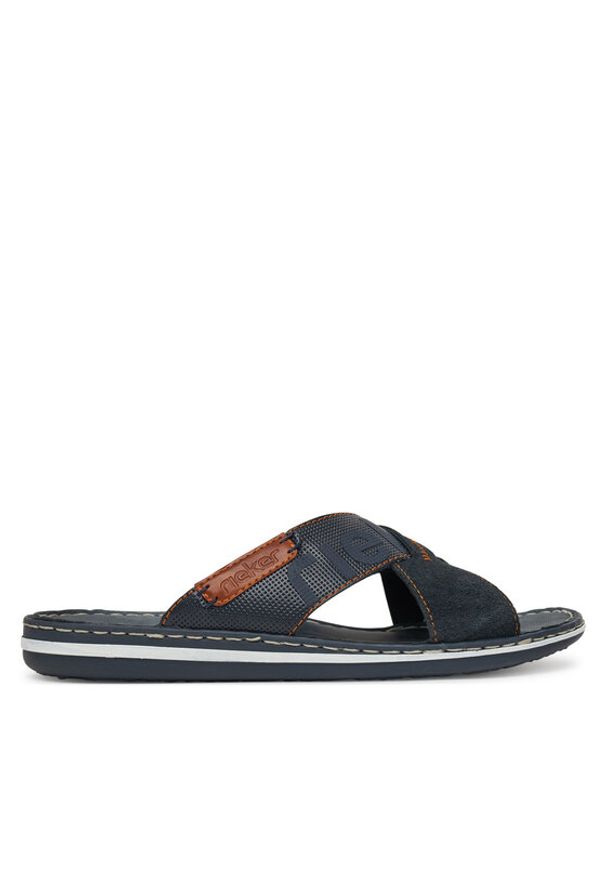 Rieker Klapki 21098-14 Granatowy. Kolor: niebieski. Materiał: skóra