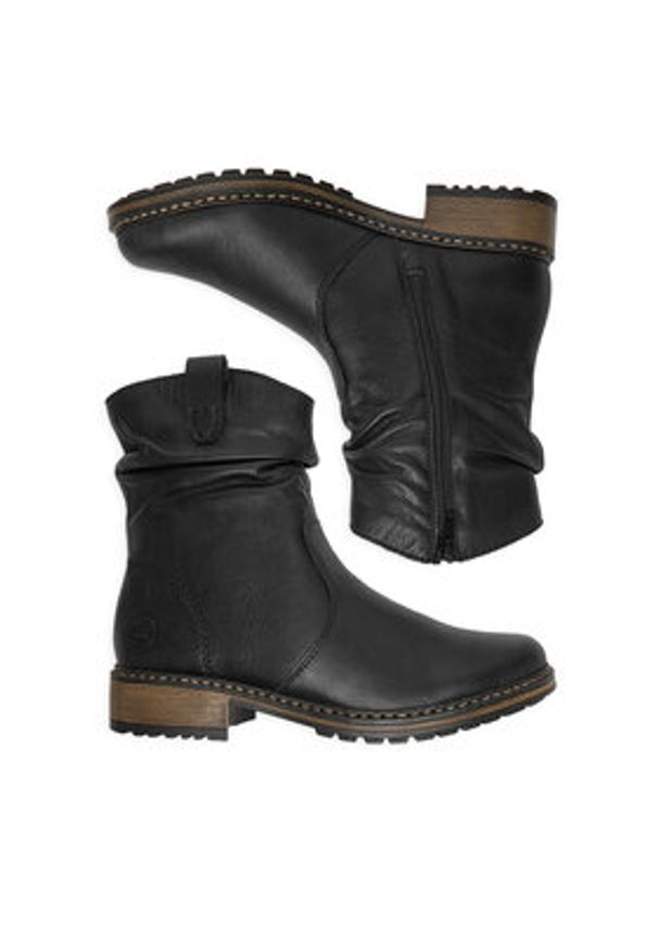 Rieker Botki Z6883-00 Czarny. Kolor: czarny. Materiał: skóra