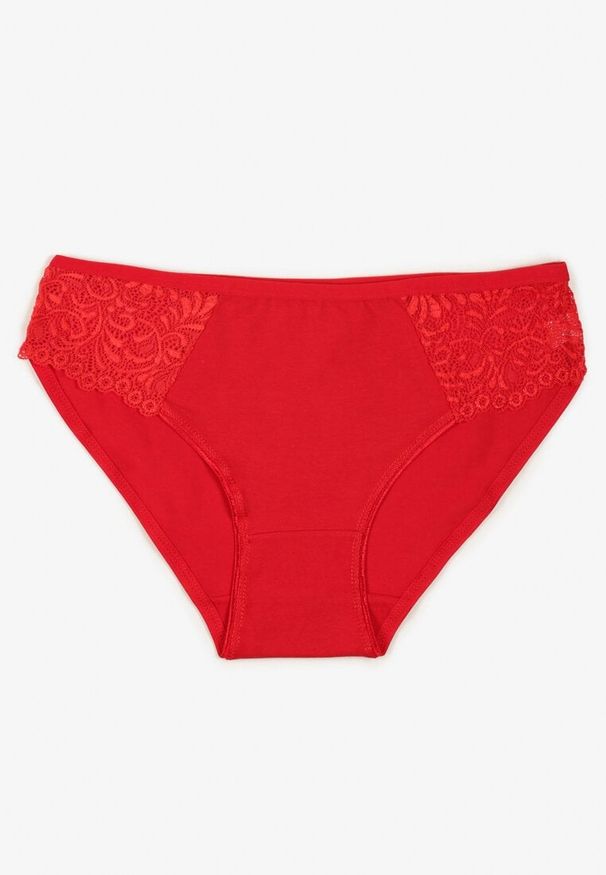 Born2be - Czerwone Gładkie Majtki Figi z Bawełny Venessila. Kolor: czerwony. Materiał: bawełna. Wzór: gładki