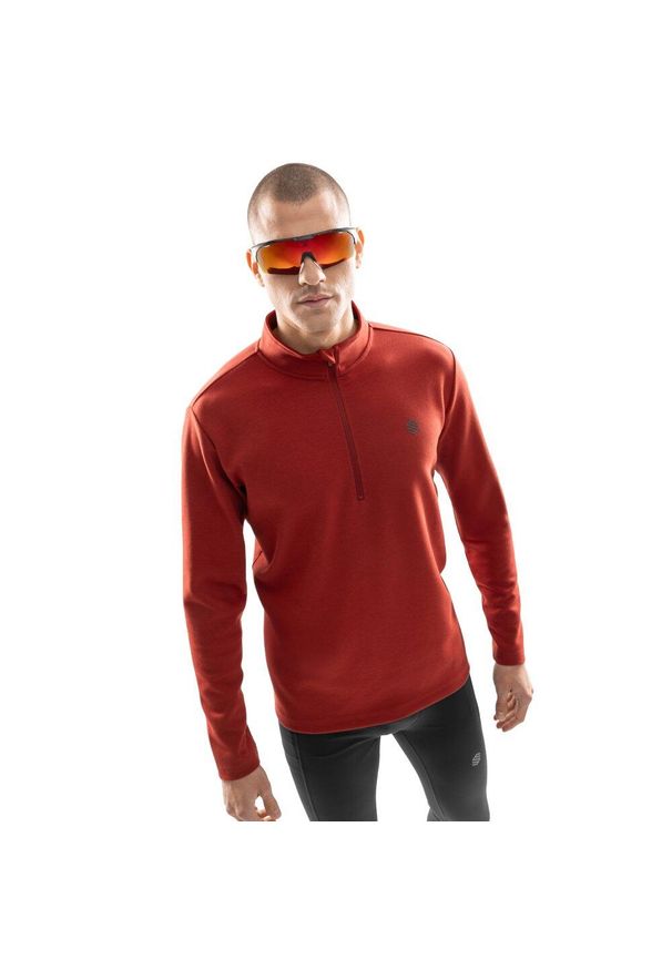 SIROKO - Męska bluza treningowa z suwakiem pod szyją Fitness Siroko Torch. Kolor: czerwony. Materiał: materiał. Długość: krótkie. Sport: fitness