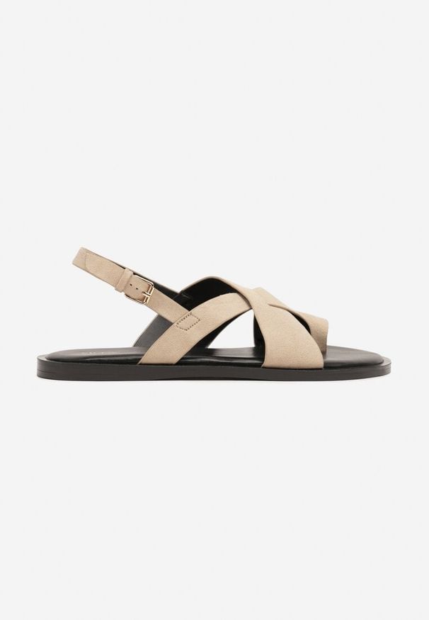 Born2be - Ciemnobeżowe Sandały Vices w Stylu Japonek Melavella. Okazja: na co dzień. Zapięcie: sprzączka. Kolor: beżowy. Sezon: lato. Styl: casual