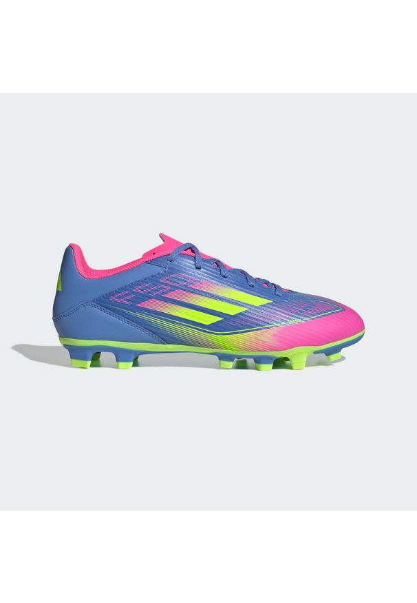 Adidas - Buty F50 Club FG/MG. Kolor: różowy, niebieski, wielokolorowy, żółty. Wzór: aplikacja. Sport: piłka nożna