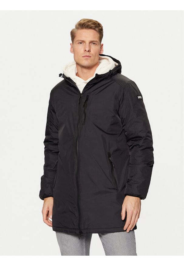 Schott NYC Parka BLADEN2 Czarny Regular Fit. Kolor: czarny. Materiał: syntetyk