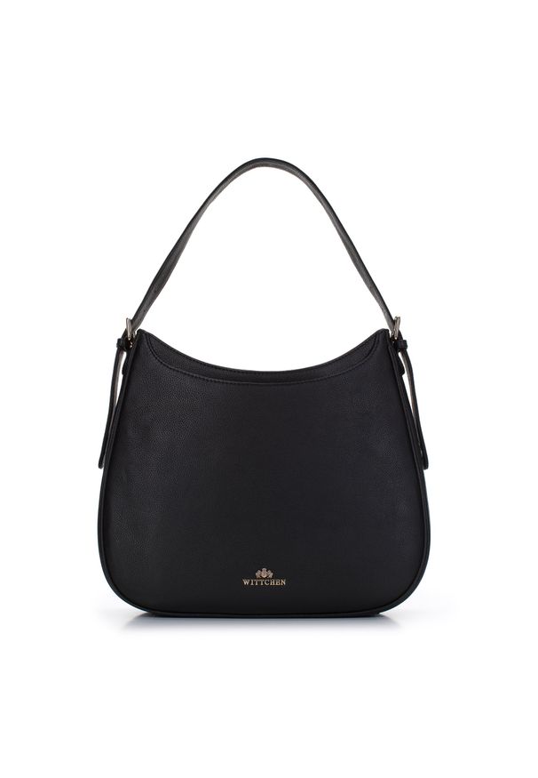 Wittchen - Torebka worek skórzana z otwartą kieszenią z przodu. Kolor: czarny. Wzór: haft. Dodatki: z haftem. Materiał: skórzane. Styl: elegancki