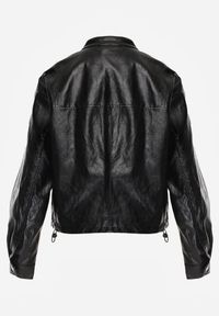 Renee - Czarna Kurtka Ramoneska Bomber z Kieszeniami z Klapami Nealira. Okazja: na co dzień. Kolor: czarny. Materiał: poliester, skóra. Styl: casual, rockowy #6