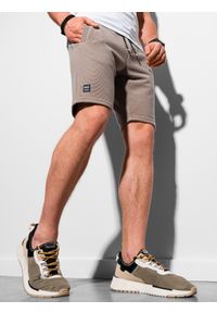 Ombre Clothing - Krótkie spodenki męskie dresowe W294 - brązowe - XXL. Kolor: brązowy. Materiał: dresówka. Długość: krótkie. Styl: sportowy #3