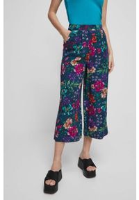 medicine - Medicine spodnie damskie kolor turkusowy fason culottes high waist. Stan: podwyższony. Kolor: turkusowy. Materiał: tkanina