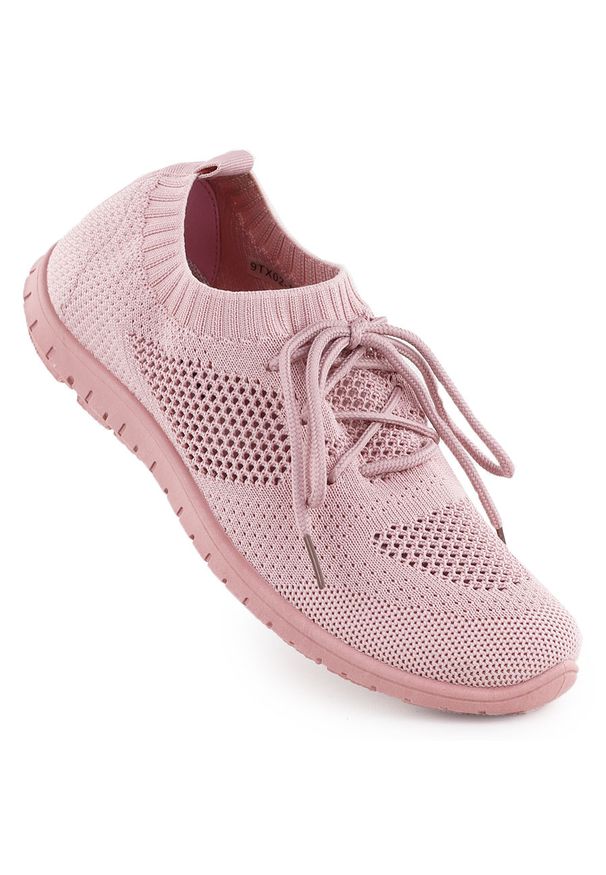 NEWS - Buty sportowe damskie ażurowe pudrowy róż News 1020. Kolor: różowy. Materiał: materiał. Szerokość cholewki: normalna. Wzór: ażurowy